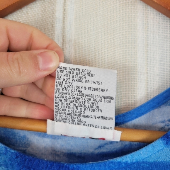 Vintage R&K Originals Hawaiian Style Midi Dress Blue Size 14 Petite - Picture 7 of 9